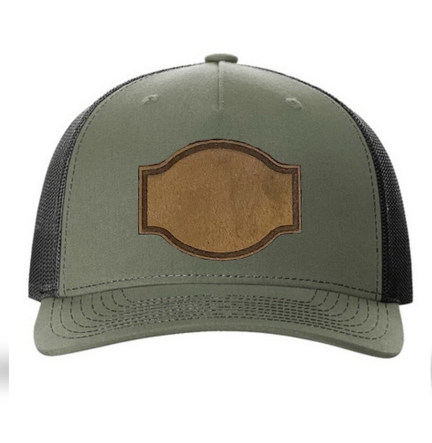 Loden/ Black Richardson Leather Patch Trucker Hat