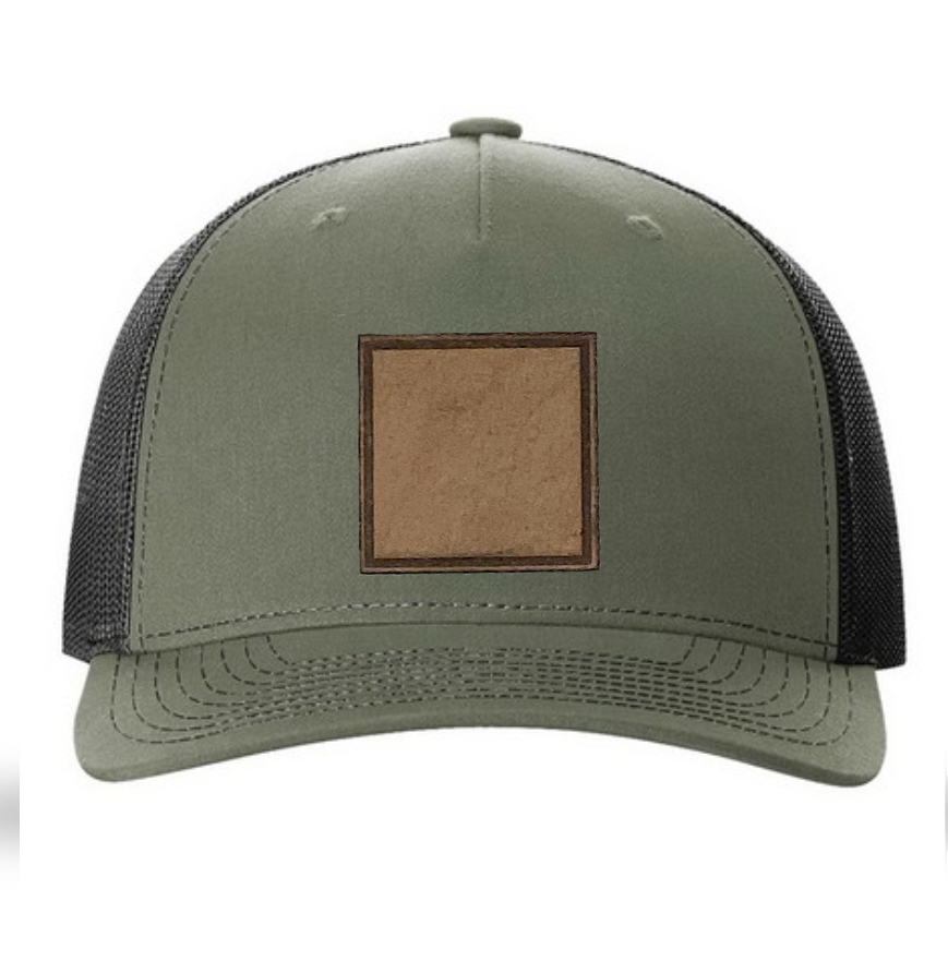 Loden/ Black Richardson Leather Patch Trucker Hat