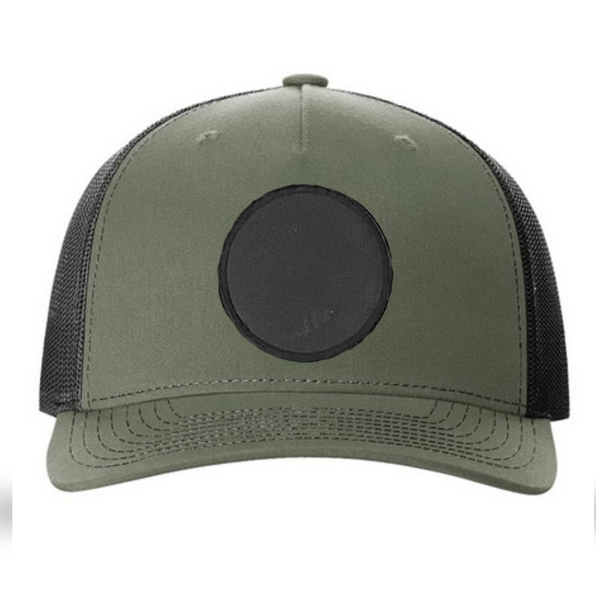 Loden/ Black Richardson Leather Patch Trucker Hat