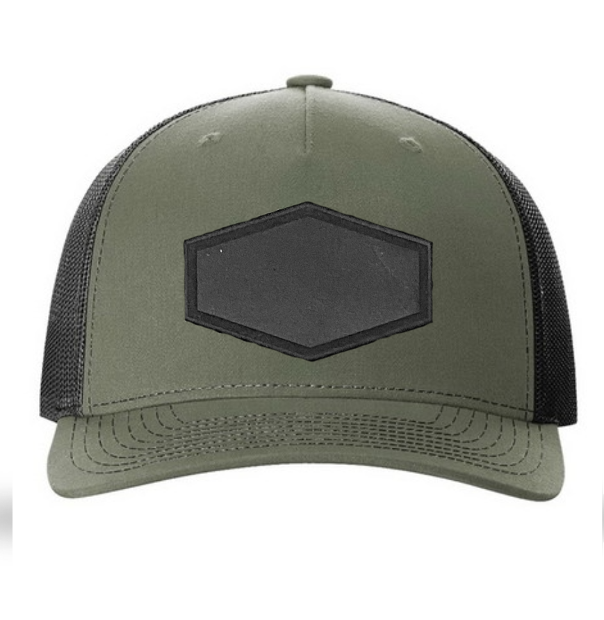 Loden/ Black Richardson Leather Patch Trucker Hat