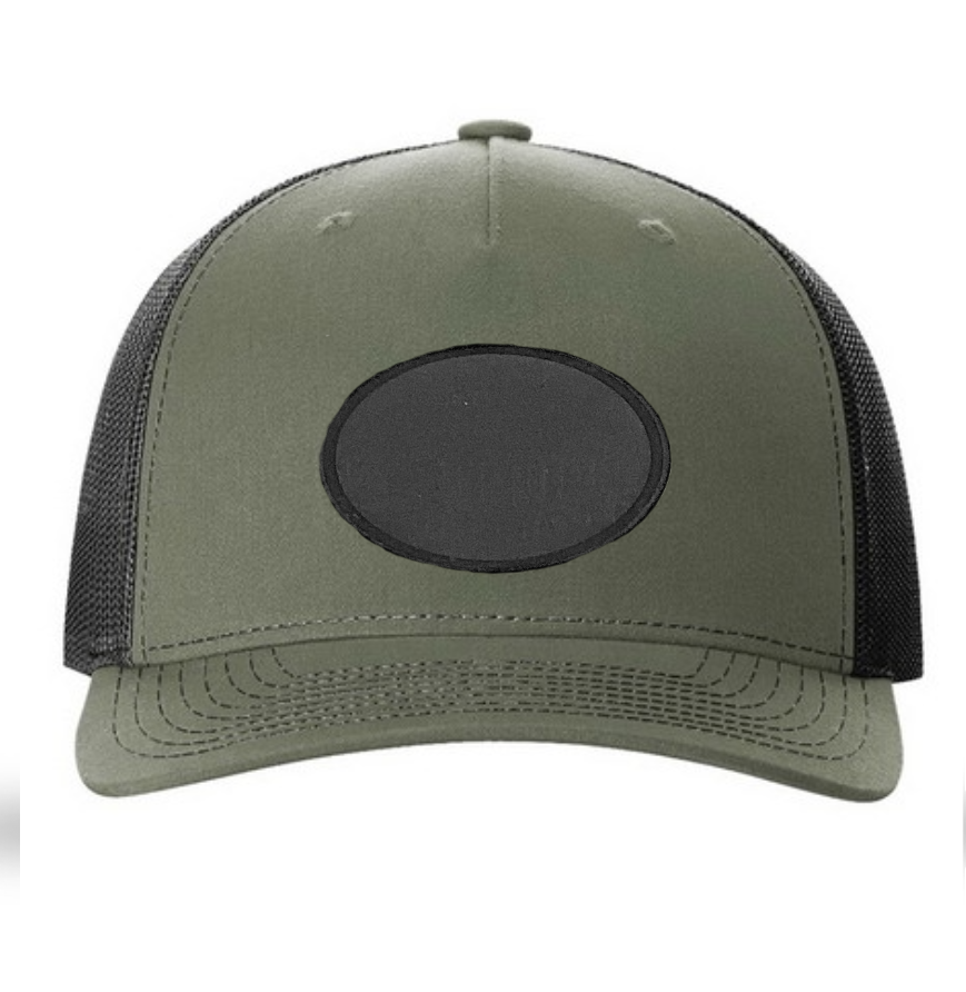 Loden/ Black Richardson Leather Patch Trucker Hat