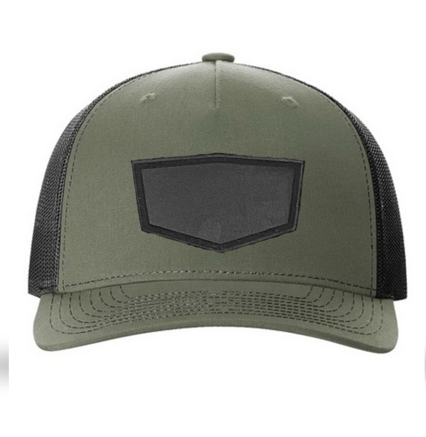 Loden/ Black Richardson Leather Patch Trucker Hat