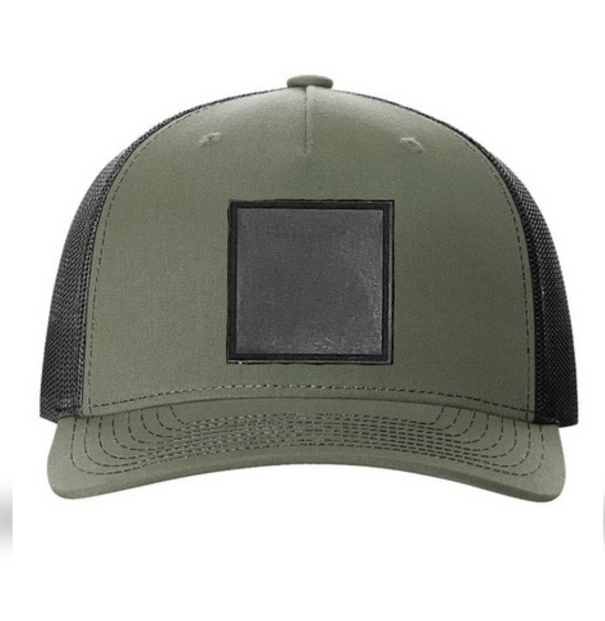 Loden/ Black Richardson Leather Patch Trucker Hat