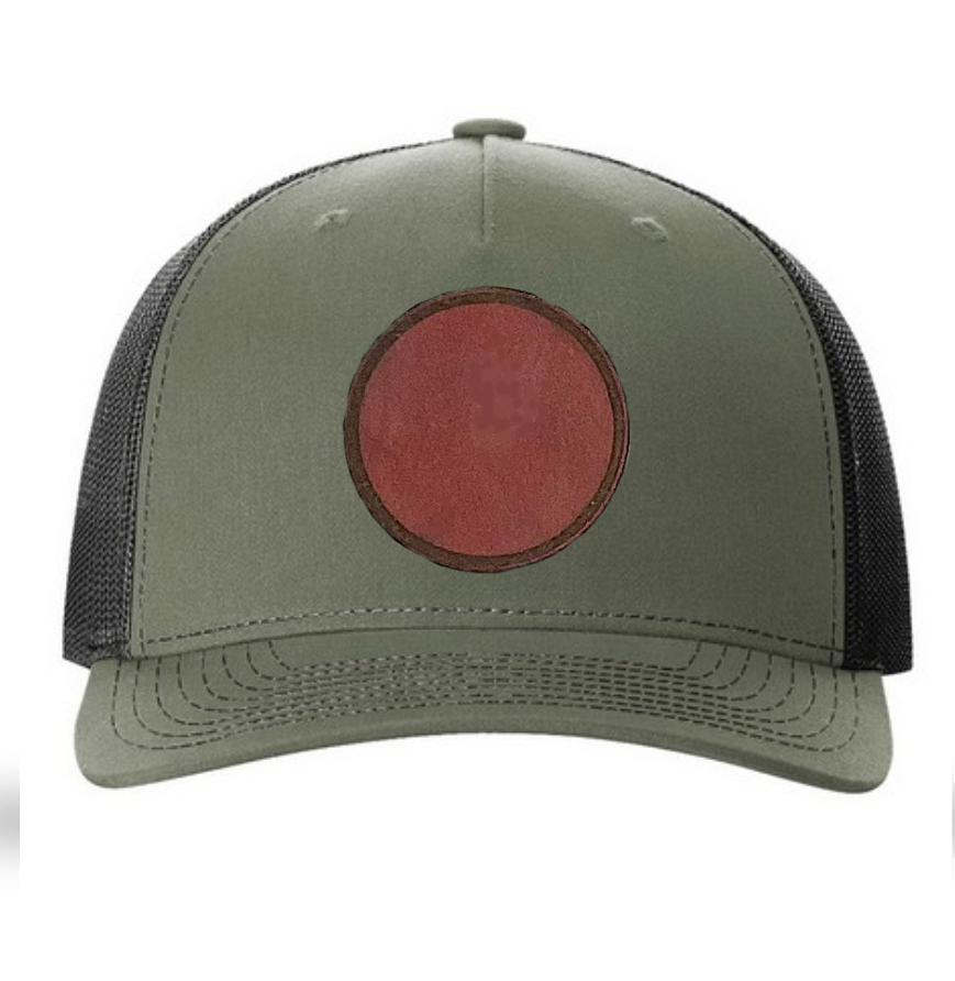 Loden/ Black Richardson Leather Patch Trucker Hat
