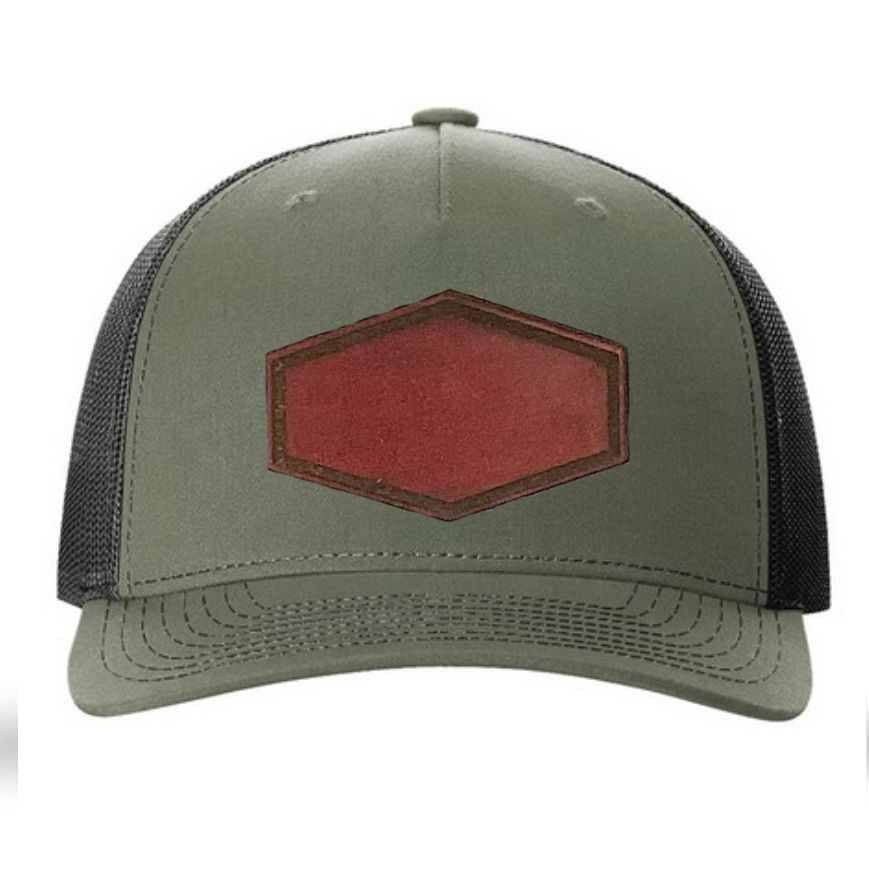 Loden/ Black Richardson Leather Patch Trucker Hat