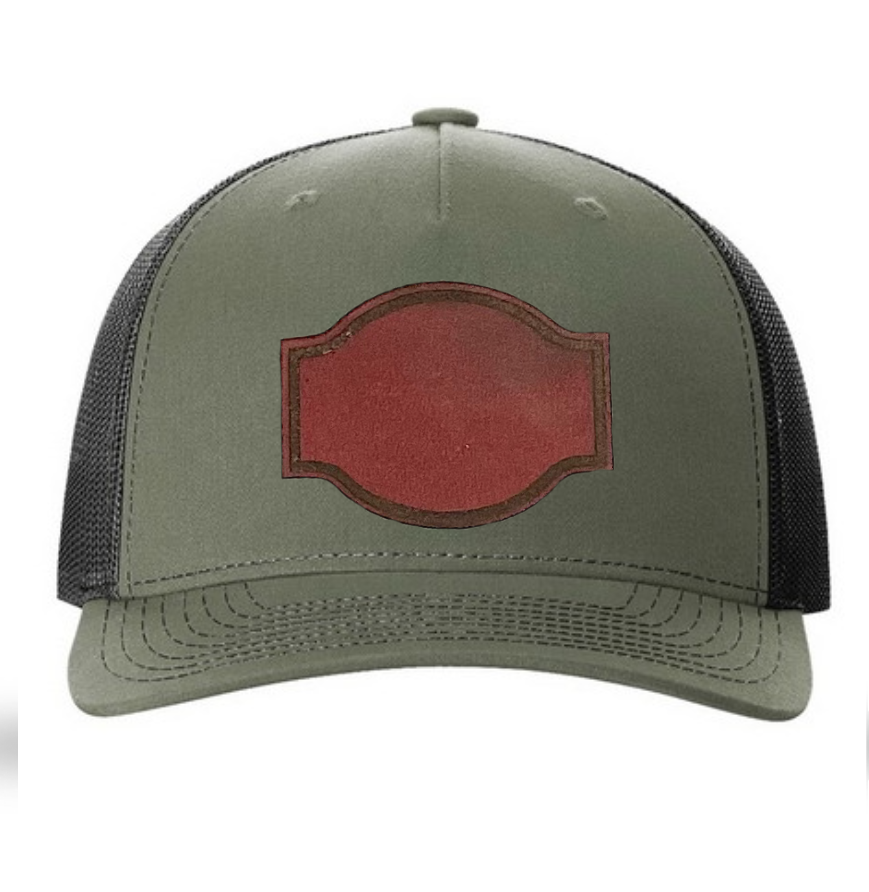 Loden/ Black Richardson Leather Patch Trucker Hat