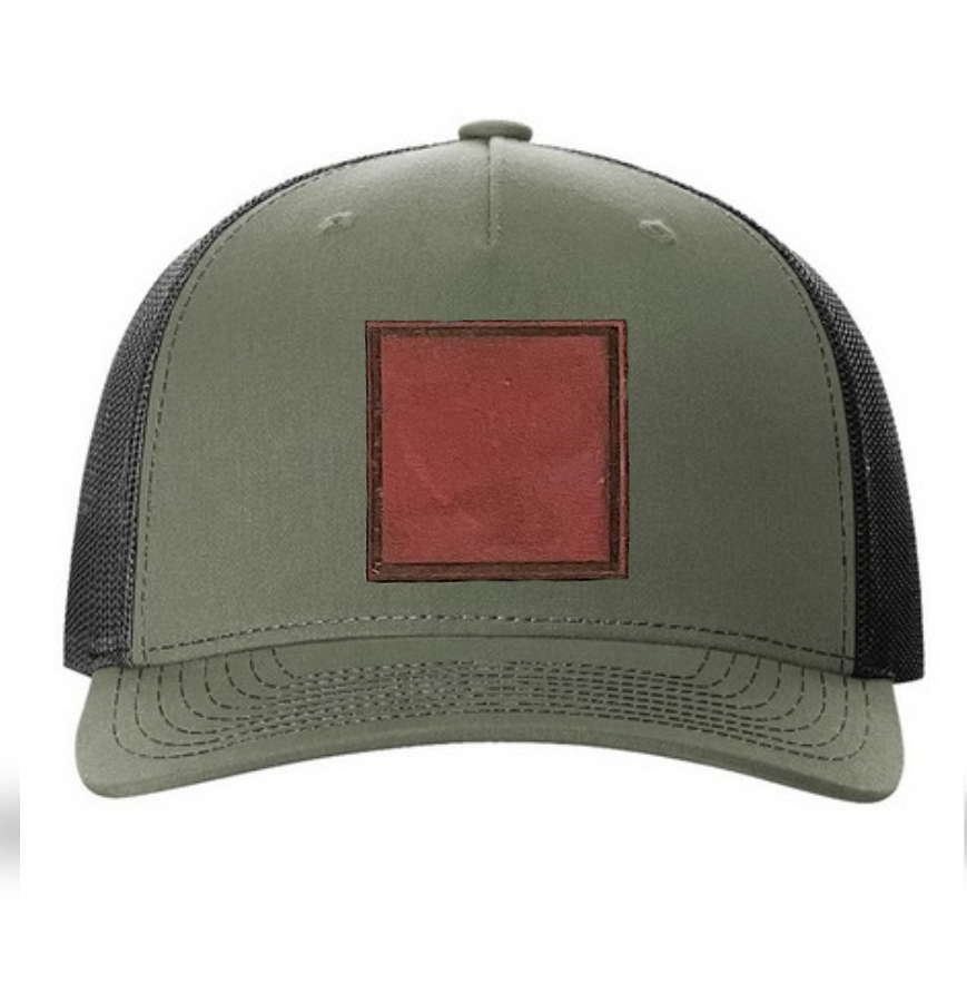 Loden/ Black Richardson Leather Patch Trucker Hat