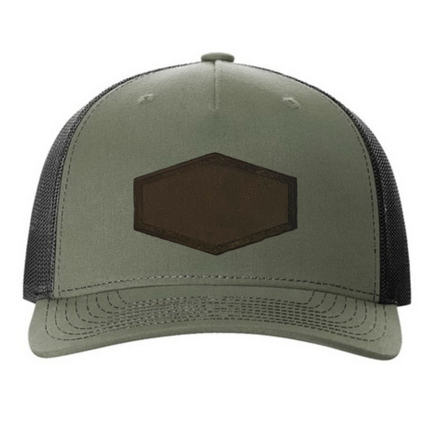Loden/ Black Richardson Leather Patch Trucker Hat