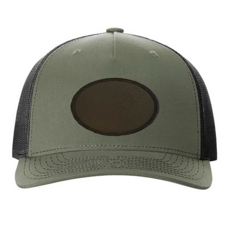 Loden/ Black Richardson Leather Patch Trucker Hat