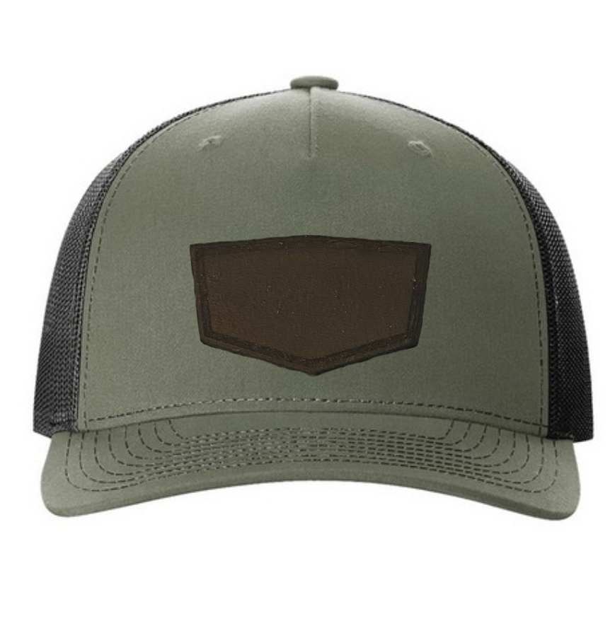 Loden/ Black Richardson Leather Patch Trucker Hat