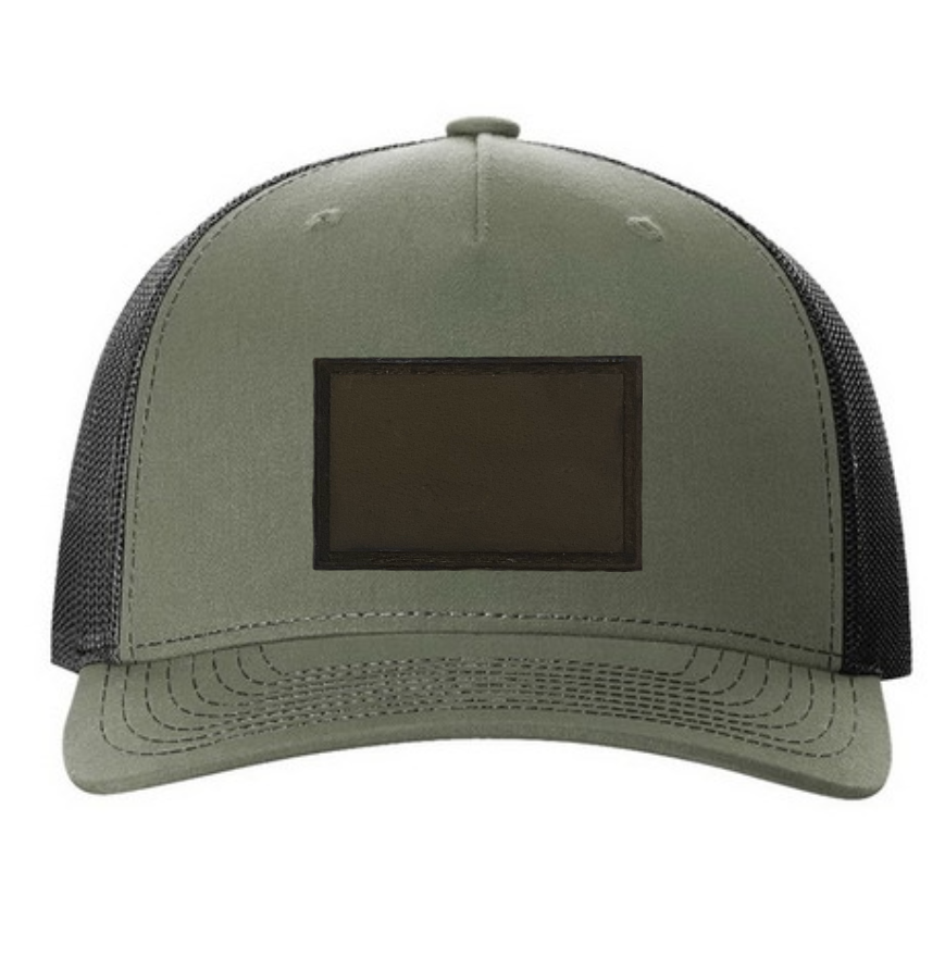 Loden/ Black Richardson Leather Patch Trucker Hat