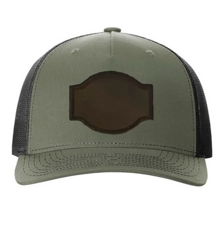 Loden/ Black Richardson Leather Patch Trucker Hat