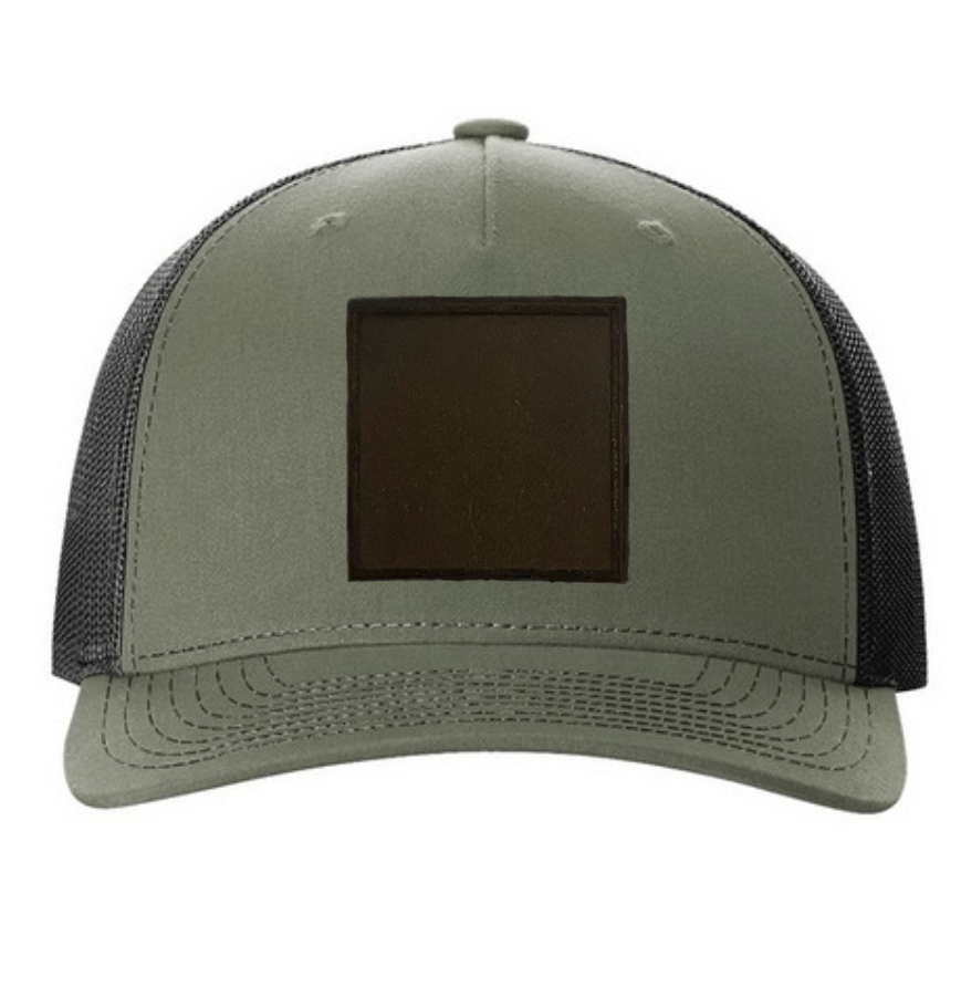 Loden/ Black Richardson Leather Patch Trucker Hat