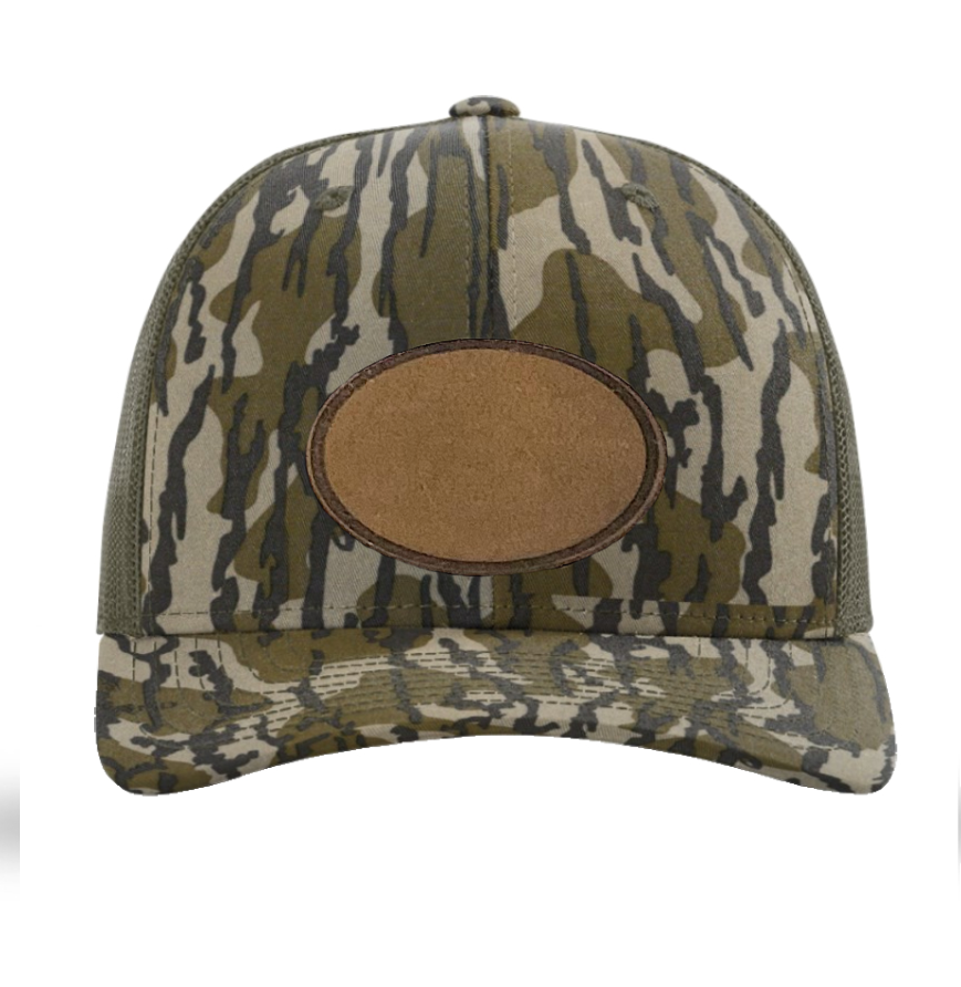 Mossy Oak Bottomland/ Loden Richardson Leather Patch Trucker Hat