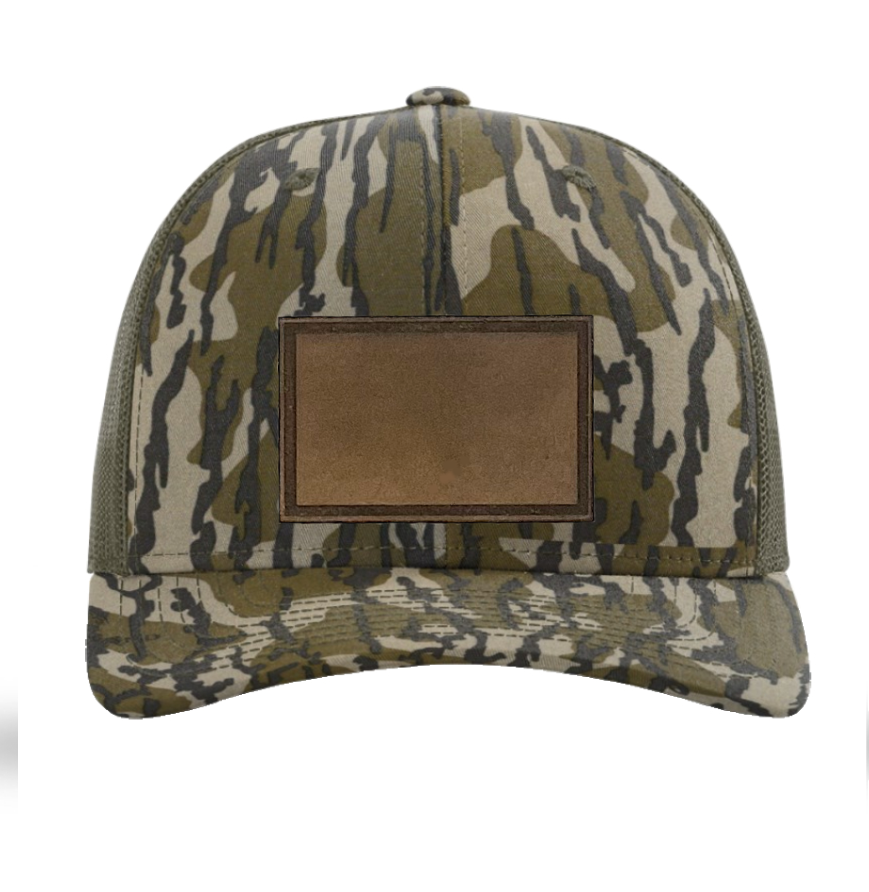 Mossy Oak Bottomland/ Loden Richardson Leather Patch Trucker Hat