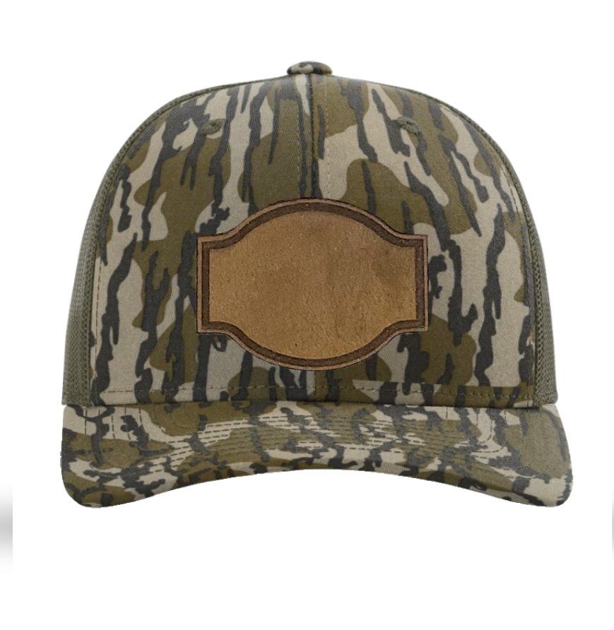 Mossy Oak Bottomland/ Loden Richardson Leather Patch Trucker Hat