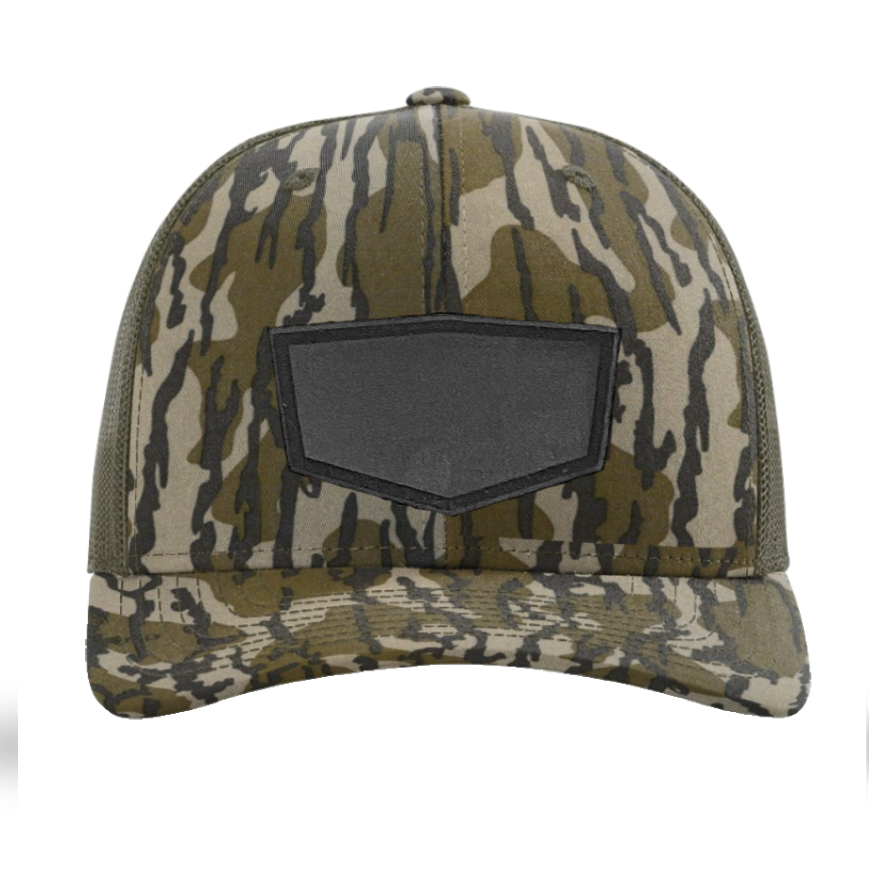 Mossy Oak Bottomland/ Loden Richardson Leather Patch Trucker Hat