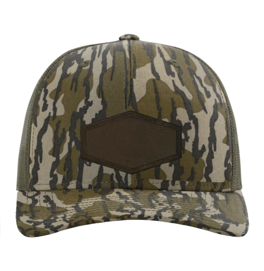 Mossy Oak Bottomland/ Loden Richardson Leather Patch Trucker Hat