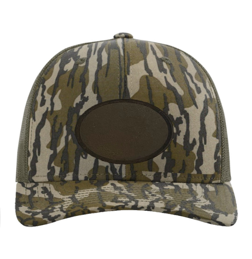 Mossy Oak Bottomland/ Loden Richardson Leather Patch Trucker Hat