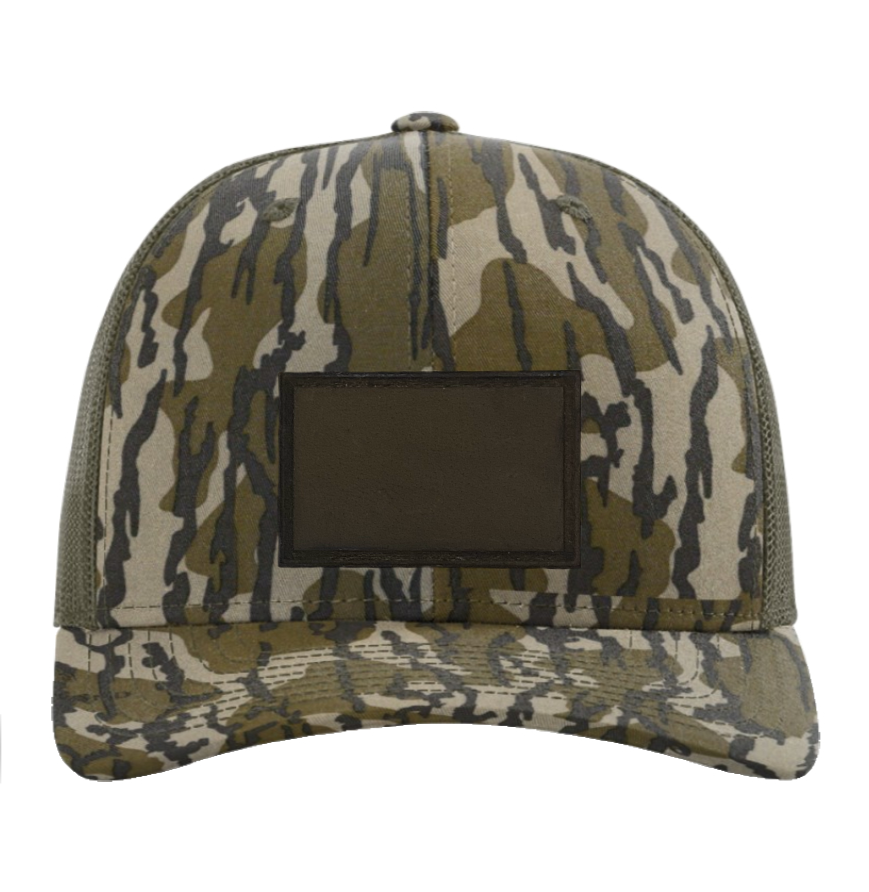 Mossy Oak Bottomland/ Loden Richardson Leather Patch Trucker Hat