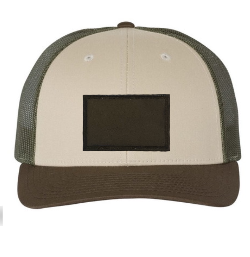 Tan/ Loden/ Brown Richardson Leather Patch Trucker Hat