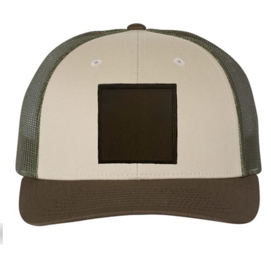 Tan/ Loden/ Brown Richardson Leather Patch Trucker Hat