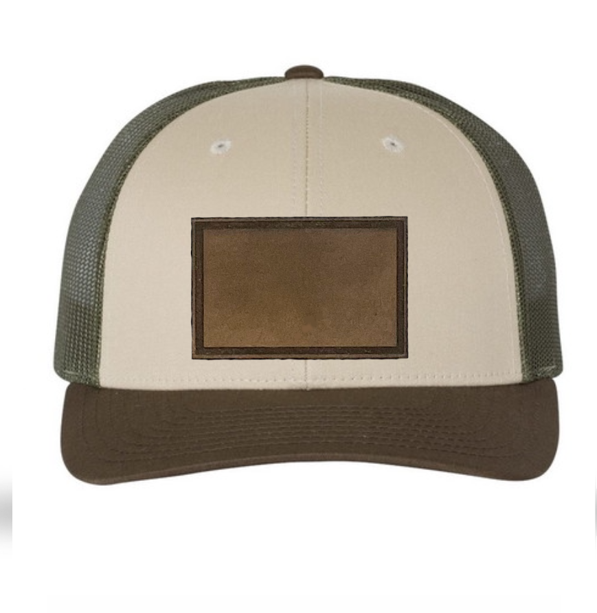 Tan/ Loden/ Brown Richardson Leather Patch Trucker Hat
