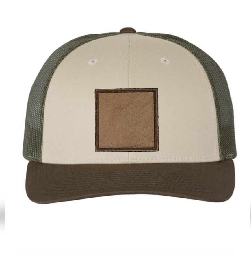 Tan/ Loden/ Brown Richardson Leather Patch Trucker Hat