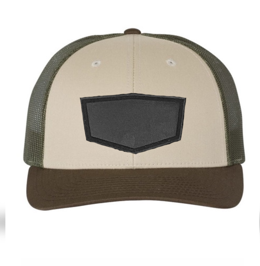 Tan/ Loden/ Brown Richardson Leather Patch Trucker Hat