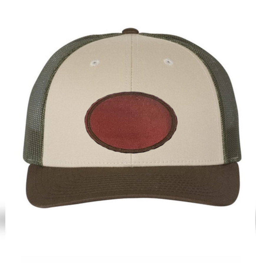 Tan/ Loden/ Brown Richardson Leather Patch Trucker Hat