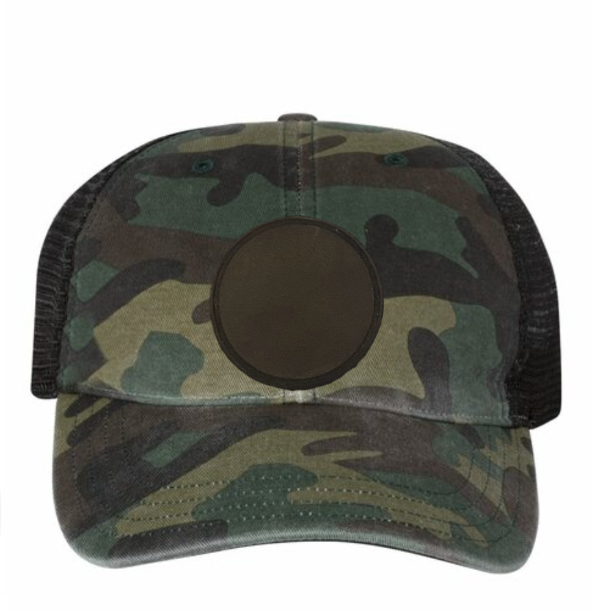 Woodland/ Black Richardson Leather Patch Soft Cap