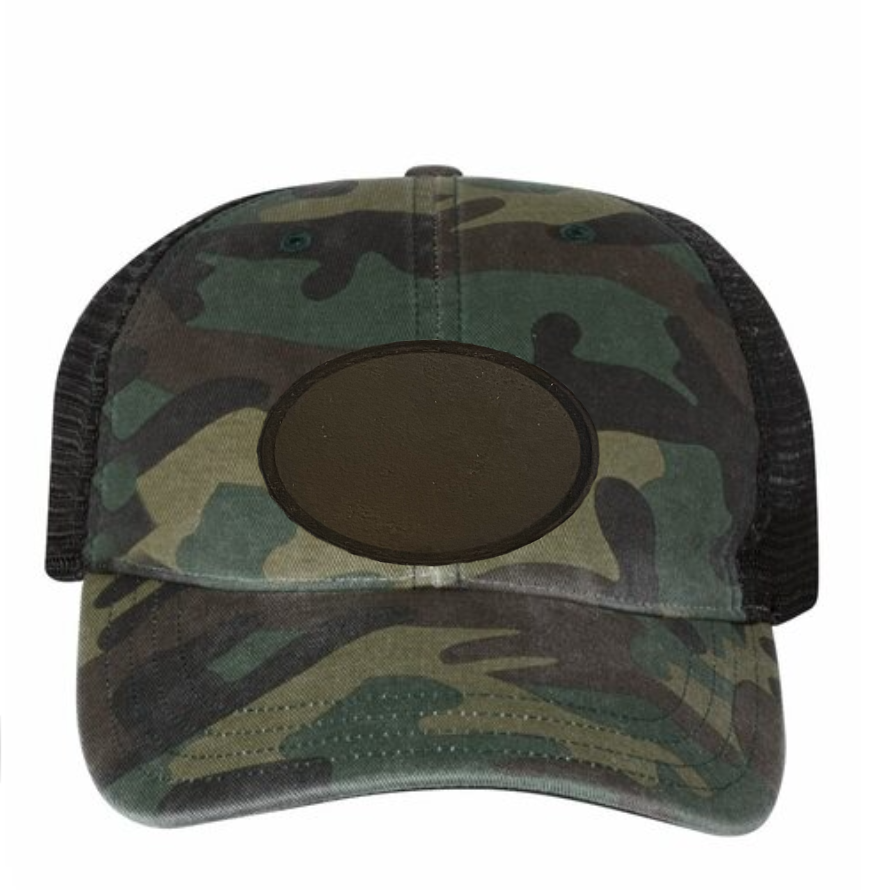 Woodland/ Black Richardson Leather Patch Soft Cap