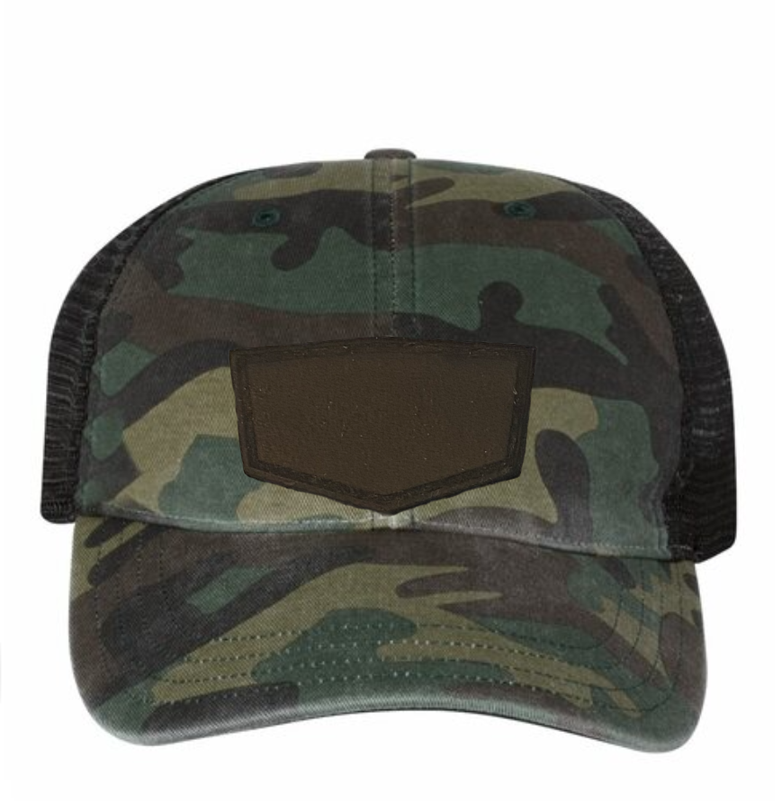 Woodland/ Black Richardson Leather Patch Soft Cap