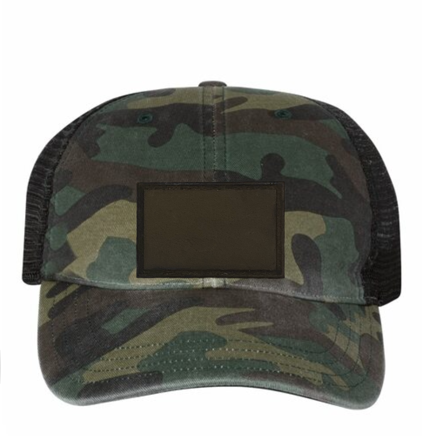 Woodland/ Black Richardson Leather Patch Soft Cap