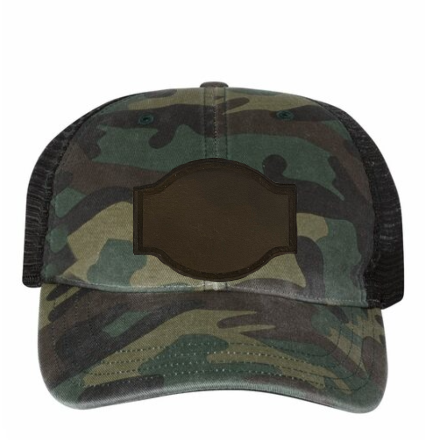 Woodland/ Black Richardson Leather Patch Soft Cap