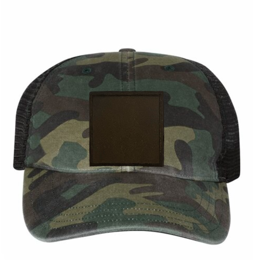 Woodland/ Black Richardson Leather Patch Soft Cap