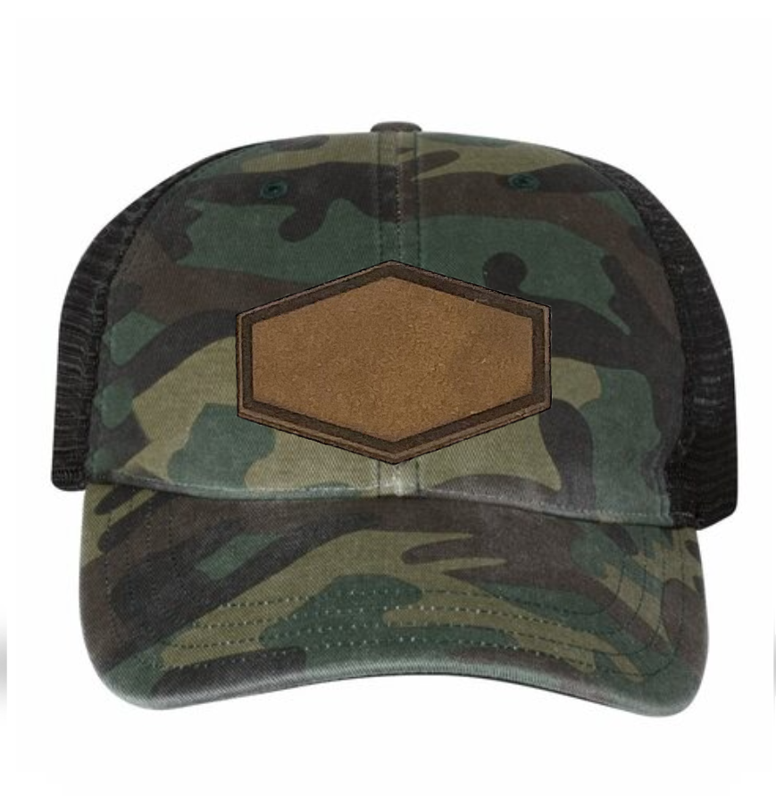 Woodland/ Black Richardson Leather Patch Soft Cap