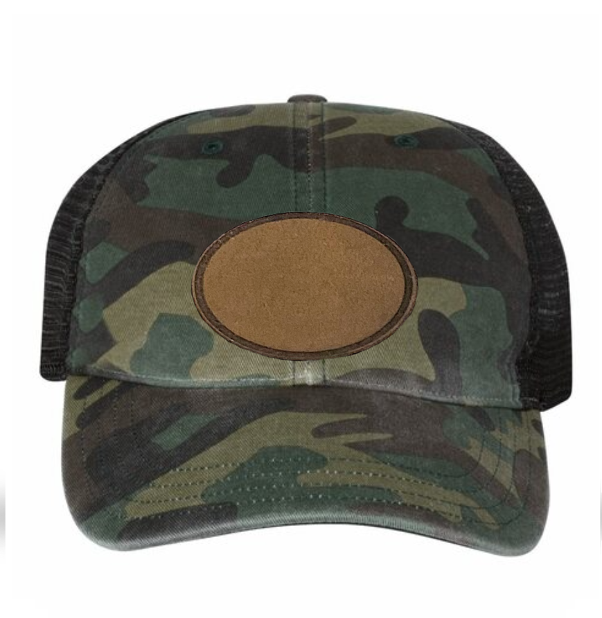 Woodland/ Black Richardson Leather Patch Soft Cap