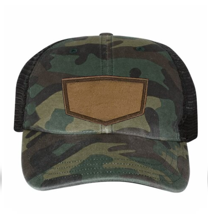 Woodland/ Black Richardson Leather Patch Soft Cap