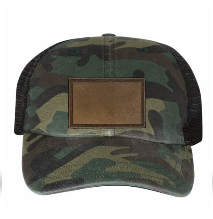 Woodland/ Black Richardson Leather Patch Soft Cap
