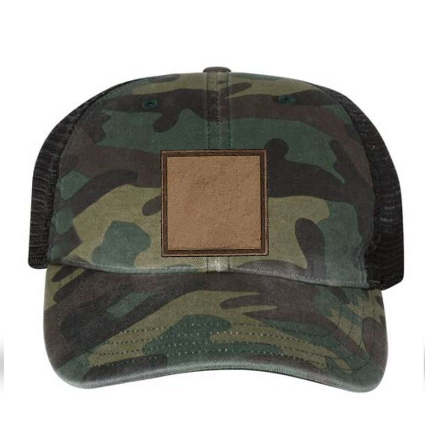 Woodland/ Black Richardson Leather Patch Soft Cap