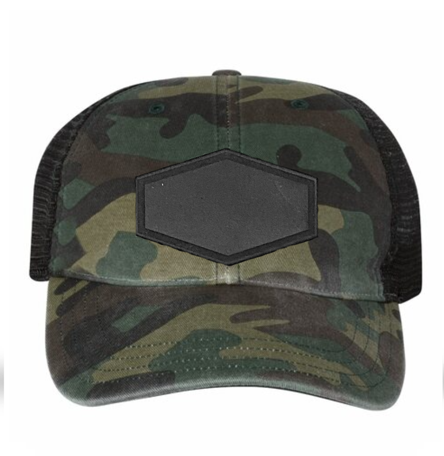 Woodland/ Black Richardson Leather Patch Soft Cap