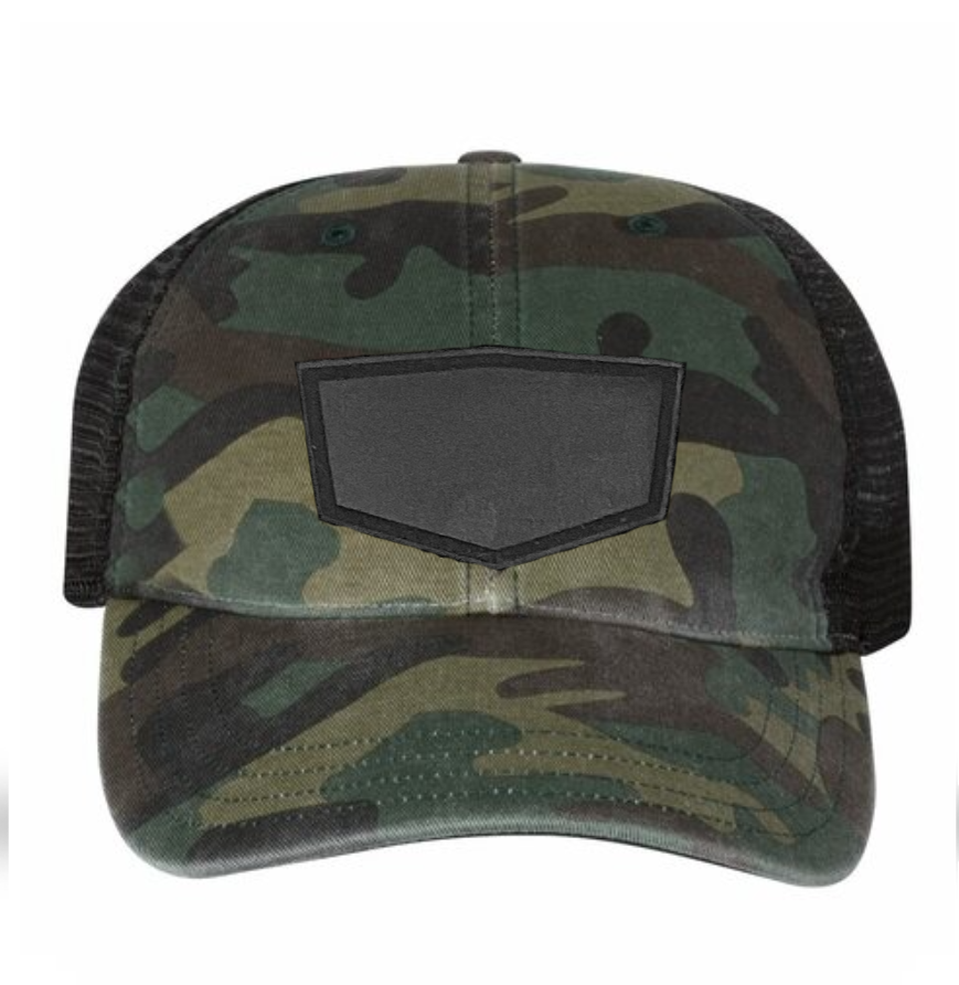 Woodland/ Black Richardson Leather Patch Soft Cap