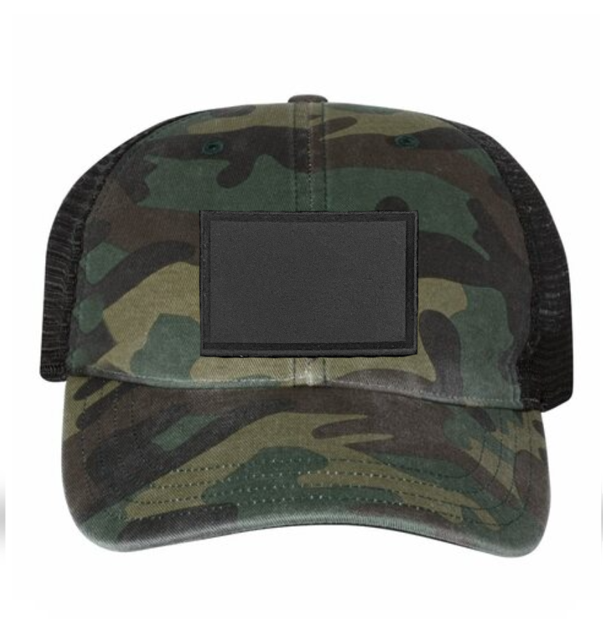 Woodland/ Black Richardson Leather Patch Soft Cap