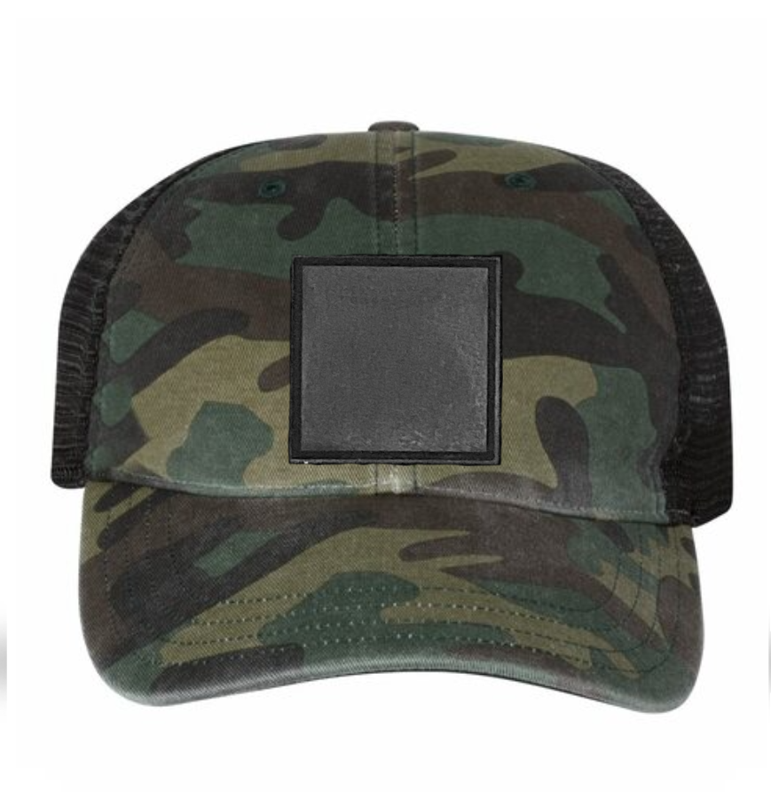 Woodland/ Black Richardson Leather Patch Soft Cap