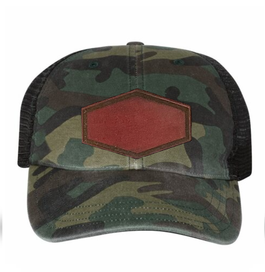 Woodland/ Black Richardson Leather Patch Soft Cap