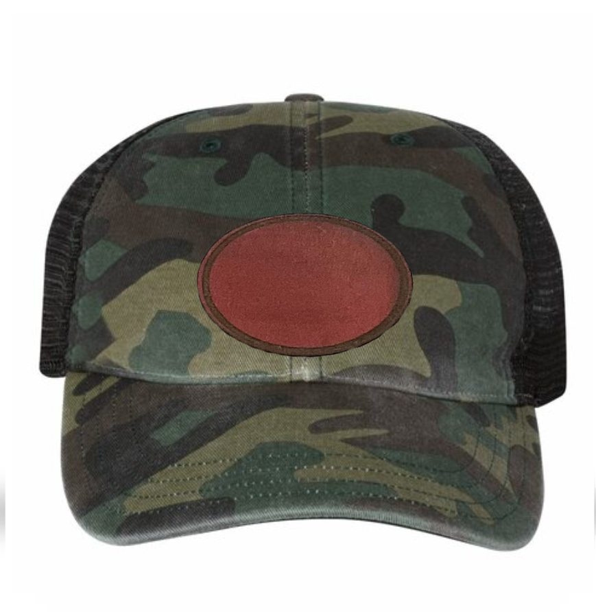 Woodland/ Black Richardson Leather Patch Soft Cap
