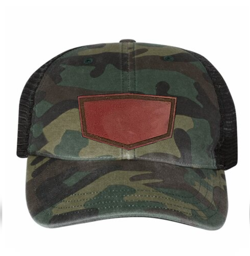Woodland/ Black Richardson Leather Patch Soft Cap