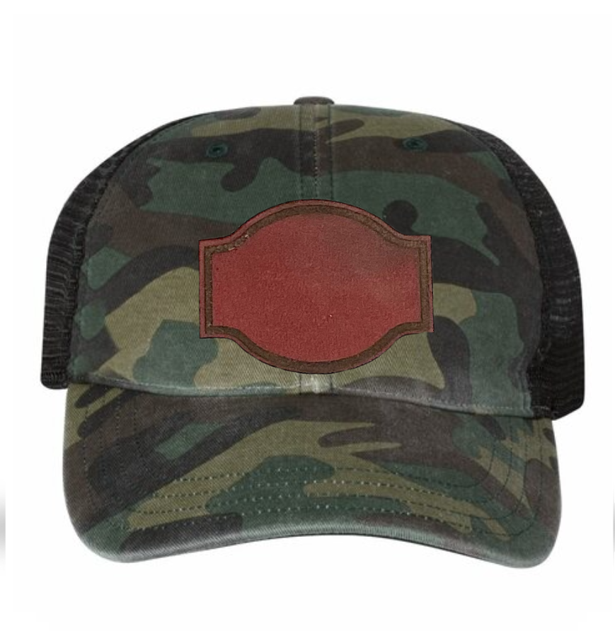 Woodland/ Black Richardson Leather Patch Soft Cap