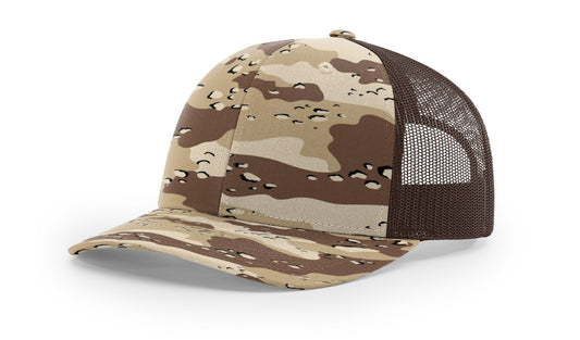 Desert Camo/ Brown Richardson Leather Patch Trucker Hat